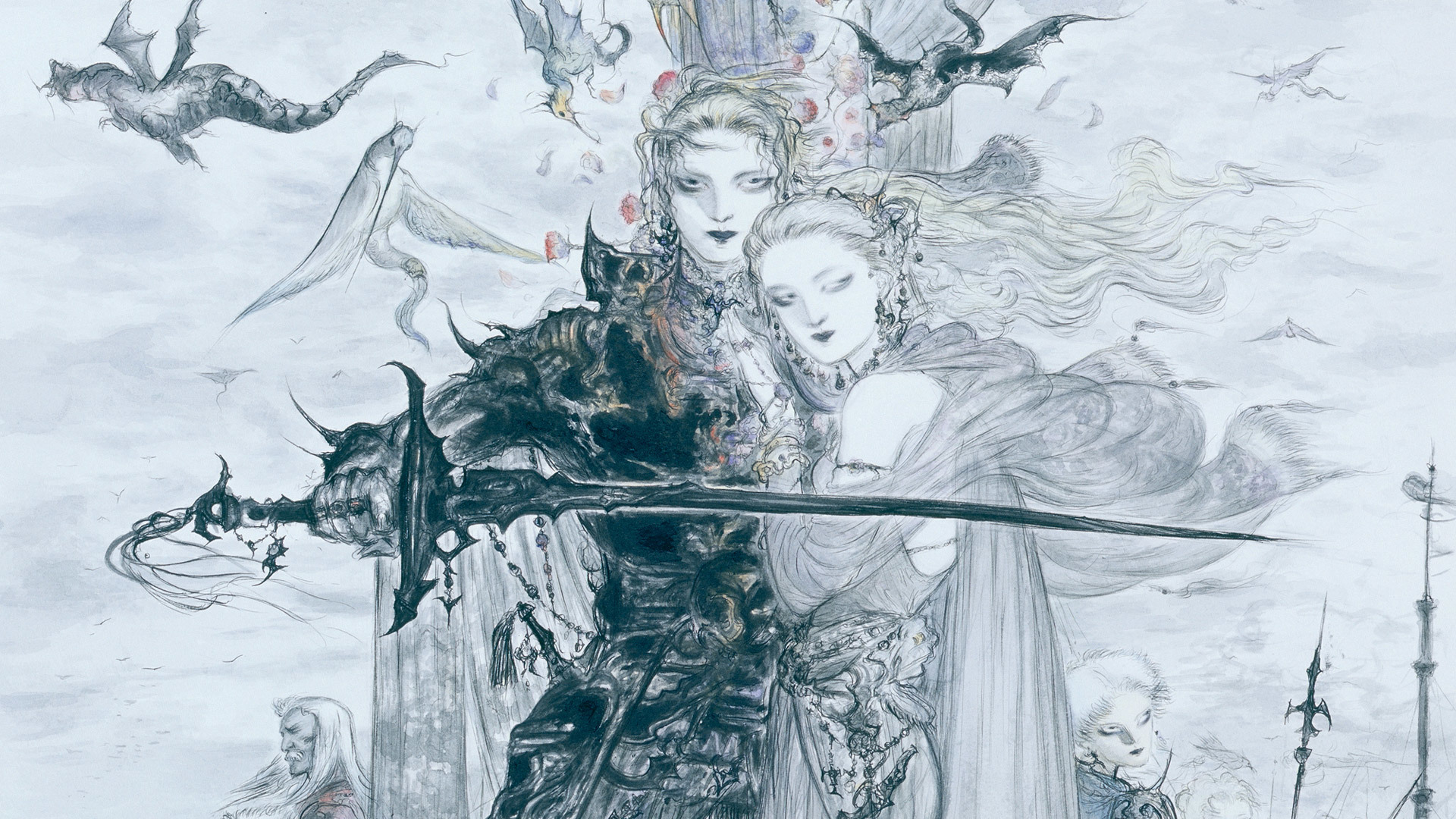 Key art from Final Fantasy V featuring Faris and Lenna