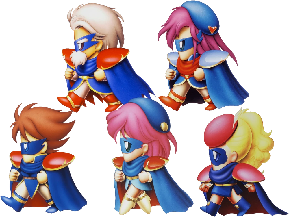 Key art from Final Fantasy V featuring the five party members as Blue Mages