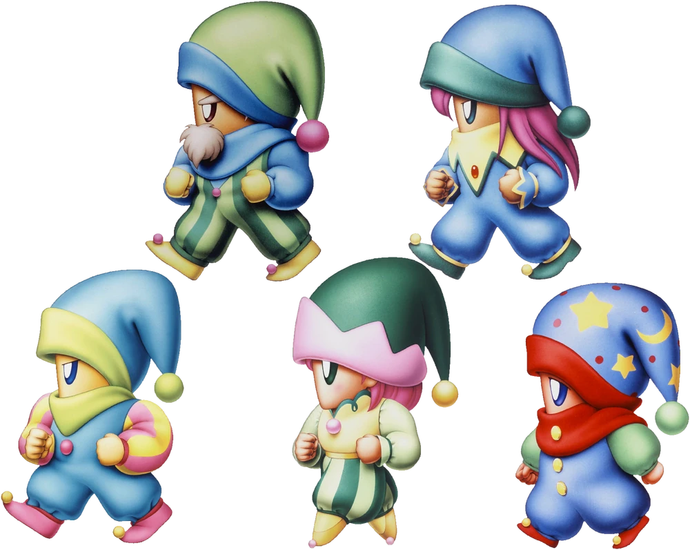 Key art from Final Fantasy V featuring the five party members as Geomancers