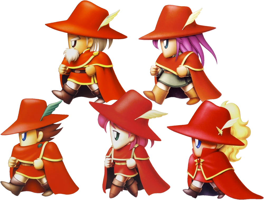 Key art from Final Fantasy V featuring the five party members as Red Mages