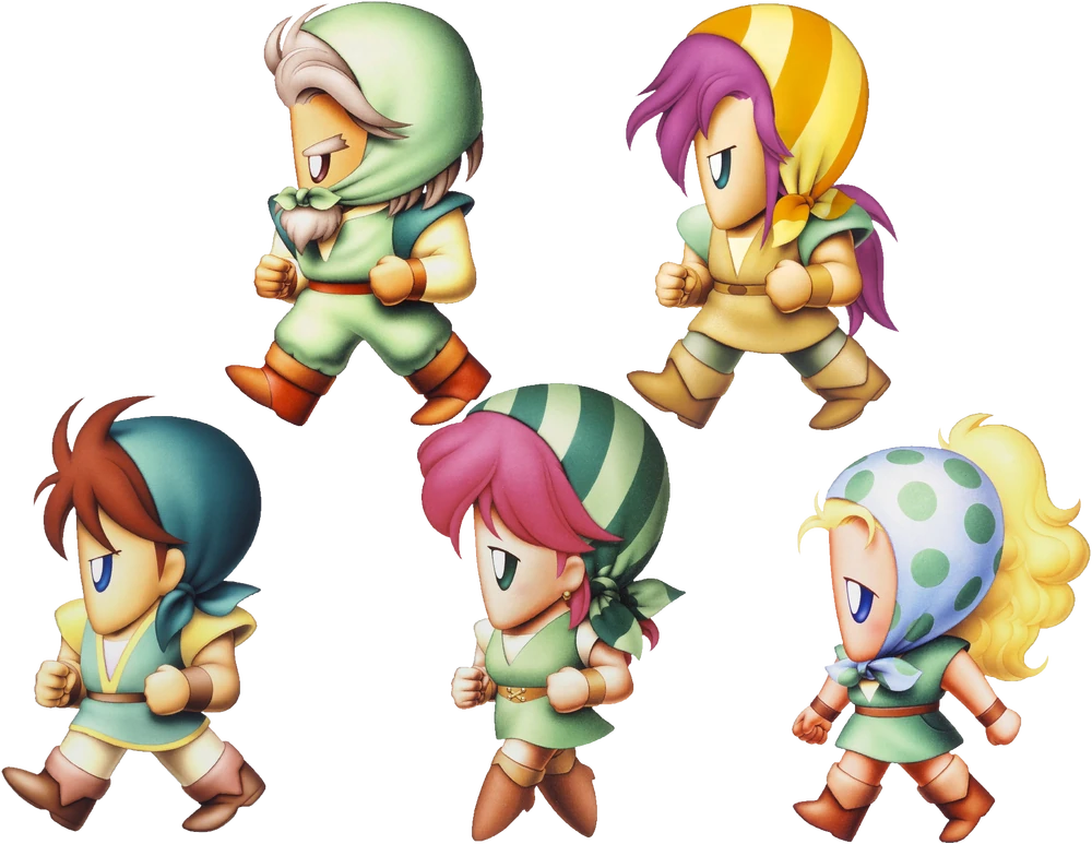 Key art from Final Fantasy V featuring the five party members as Thieves