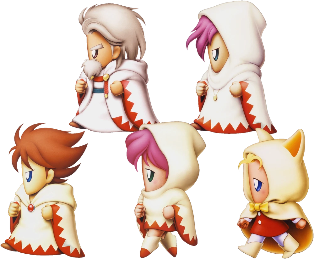 Key art from Final Fantasy V featuring the five party members as White Mages